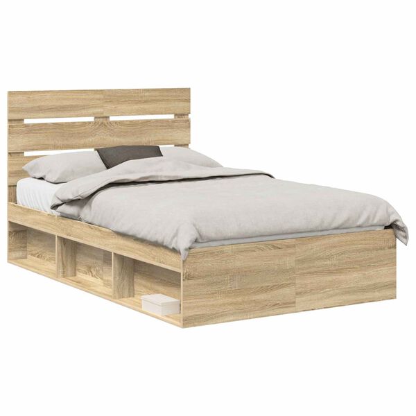 vidaXL Cadre de lit Ch&ecirc;ne Sonoma 135 x 190 cm Bois de pin massif