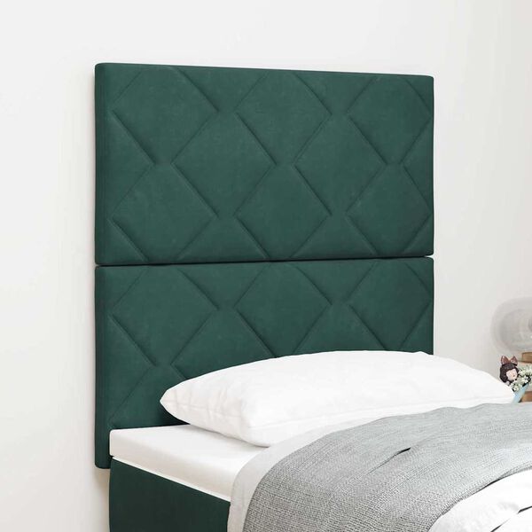 vidaXL T&ecirc;te de lit avec t&ecirc;te de lit Vert fonc&eacute; 80 cm Velours