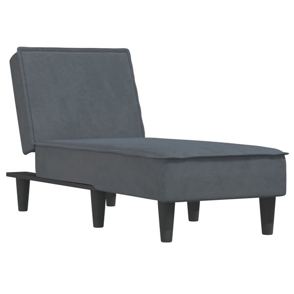 vidaXL Chaise longue gris foncé velours