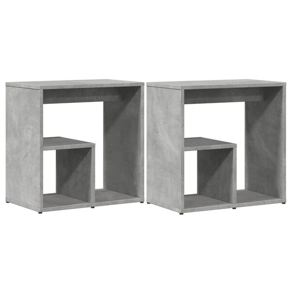 vidaXL Tables d'appoint 2 pcs gris b&eacute;ton 50x30x50 cm bois d'ing&eacute;nierie