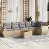 vidaXL Salon de jardin avec coussins 7 pcs beige r&eacute;sine tress&eacute;e