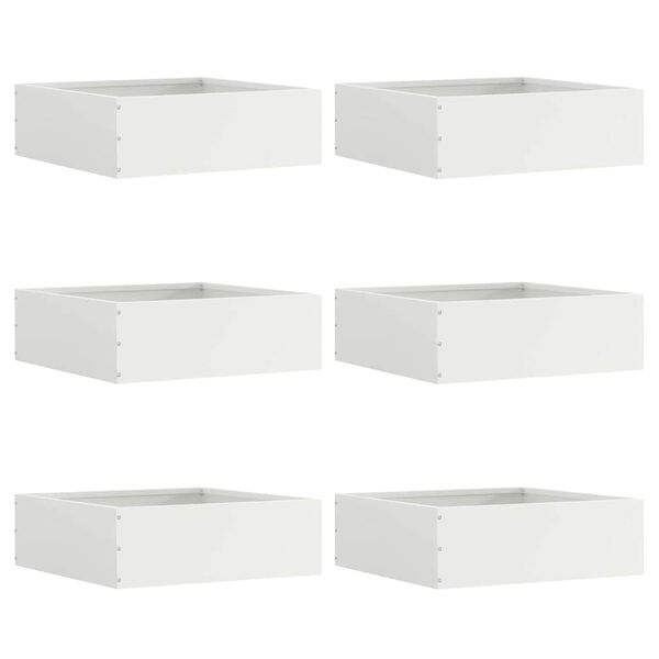 vidaXL Bordure de Pelouse 6 pcs Blanc 40 x 40 x 13 cm Acier