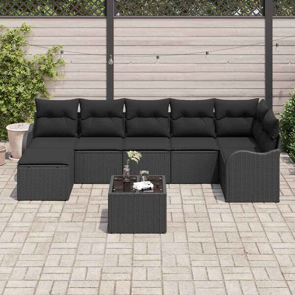 vidaXL Ensemble de canap&eacute; de jardin Noir polyrotin