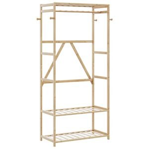 vidaXL Porte-v&ecirc;tement avec &eacute;tag&egrave;res 80x40x175 cm bambou