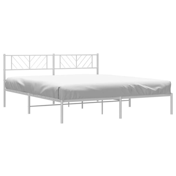 vidaXL Cadre de lit métal sans matelas et tête de lit blanc 180x200 cm
