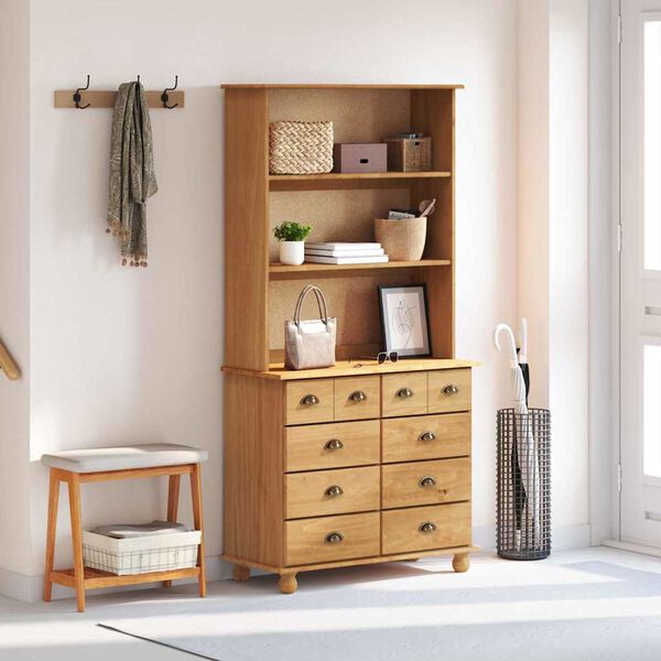 vidaXL Hutch ASKIM Cire de Miel 91 x 40 x 184 cm Bois de pin massif