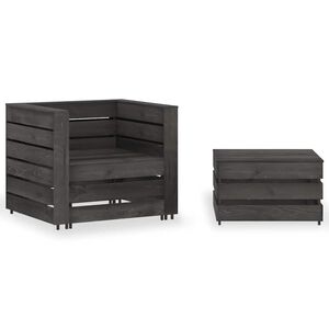 vidaXL Salon de jardin palette 2 pcs Bois de pin impr&eacute;gn&eacute; de gris