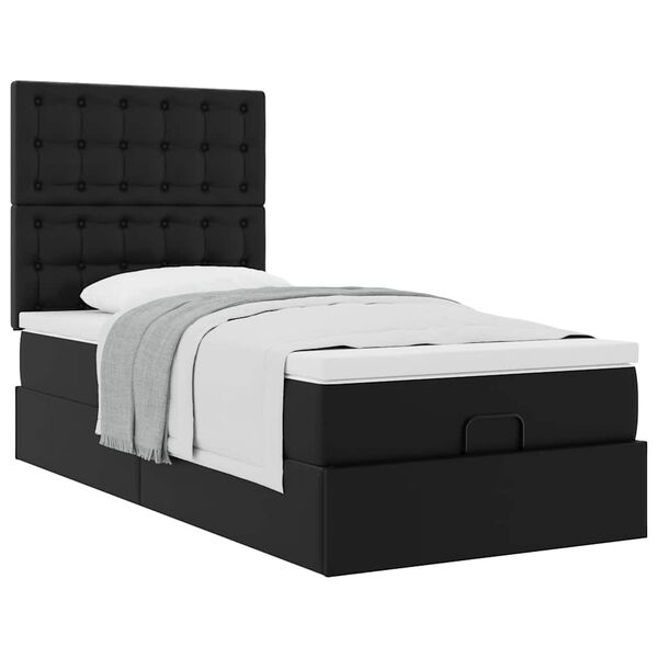 VidaXL Lit ottoman avec matelas noir 90x190 cm similicuir