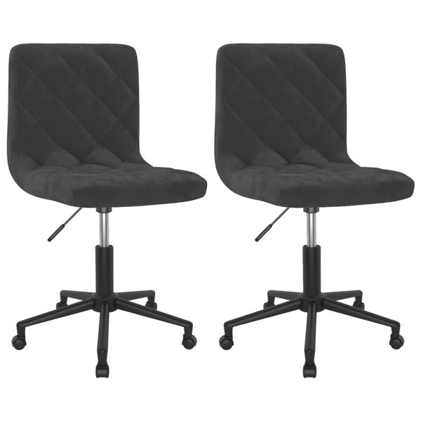 vidaXL Chaises pivotantes &agrave; manger lot de 2 Noir Velours