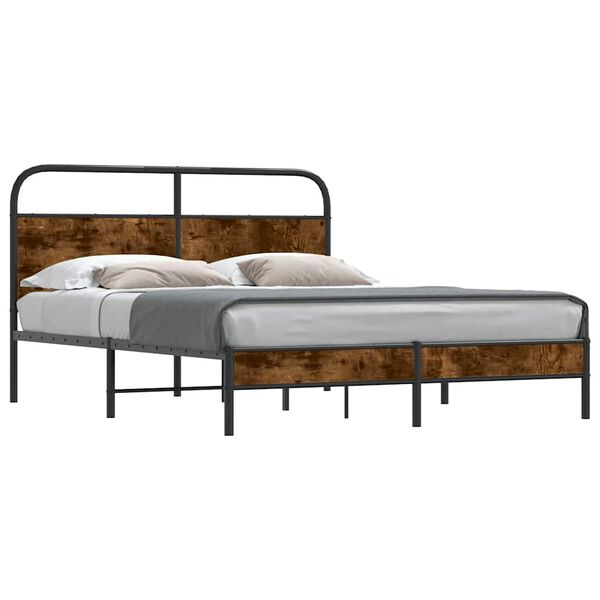 vidaXL Cadre de lit sans matelas 160x200 cm ch&ecirc;ne fum&eacute; bois ing&eacute;nierie
