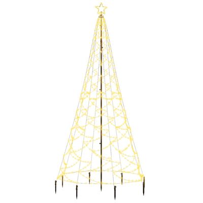 vidaXL Arbre de Noël avec poteau en métal 500 LED blanches chaudes 3 m