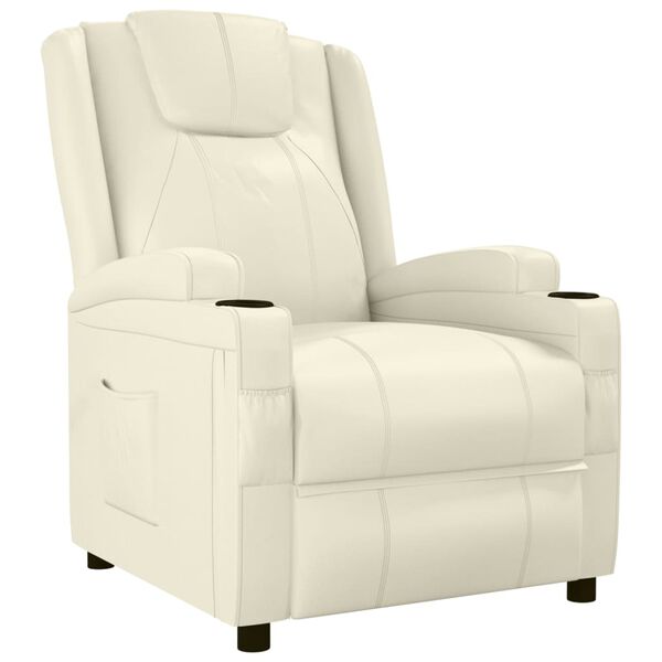 vidaXL Fauteuil inclinable Blanc cr&egrave;me Similicuir