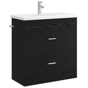 vidaXL Ensemble de mobilier de salle de bain Ch&ecirc;ne noir