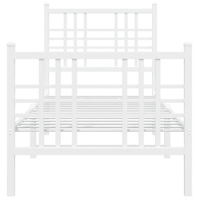 vidaXL Cadre de lit métal sans matelas avec pied de lit blanc 75x190cm