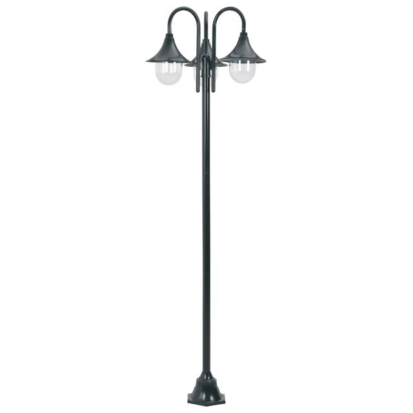 vidaXL Lampadaire de jardin E27 220cm Aluminium 3 lanternes Vert foncé
