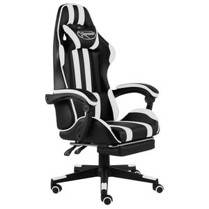 vidaXL Fauteuil de jeux vid&eacute;o et repose-pied Noir et blanc Similicuir