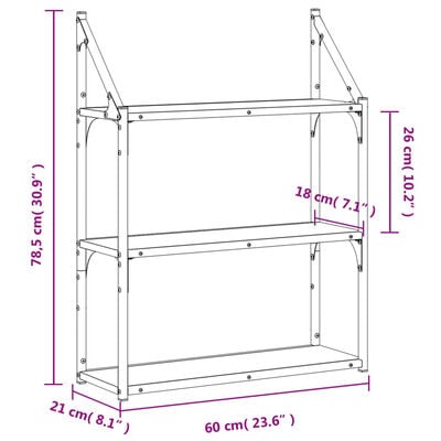 vidaXL Étagère murale 3 niveaux chêne sonoma 60x21x78,5 cm