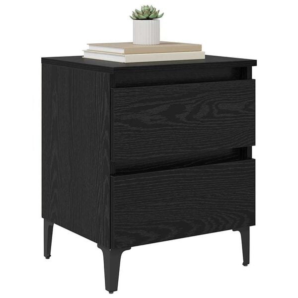 vidaXL Cabinet de chevet Ch&ecirc;ne noir 40 x 35 x 50 cm Bois d'ing&eacute;nierie