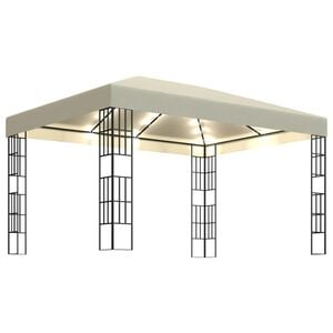 vidaXL Tonnelle avec guirlande lumineuse &agrave; LED 3x4 m Cr&egrave;me