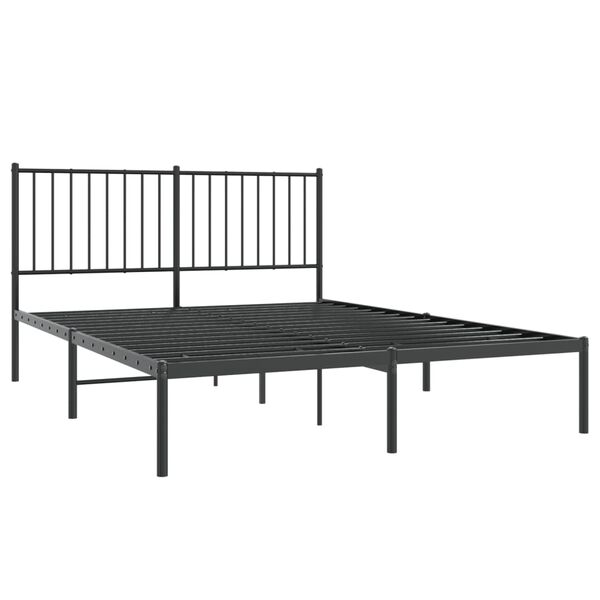 vidaXL Cadre de lit m&eacute;tal sans matelas avec t&ecirc;te de lit noir 140x190cm