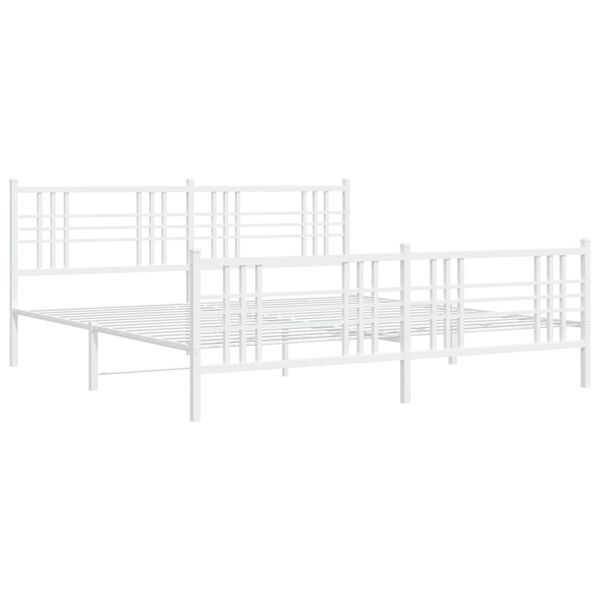 vidaXL Cadre de lit m&eacute;tal sans matelas et pied de lit blanc 200x200 cm