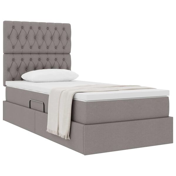 vidaXL Lit avec rangement et matelas Taupe 90 x 190 cm Polyester
