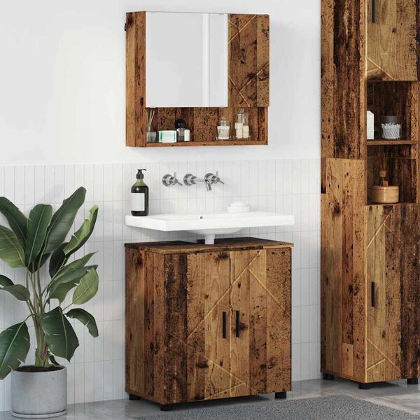 vidaXL Ensemble de mobilier de salle de bain 2 pcs Bois Ancien