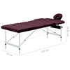 vidaXL Table de massage pliable 3 zones Aluminium Violet vin