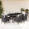 vidaXL Ensemble &agrave; manger de jardin coussins 7pcs Noir R&eacute;sine tress&eacute;e