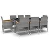 vidaXL Ensemble &agrave; manger de jardin 9 pcs R&eacute;sine tress&eacute;e Gris