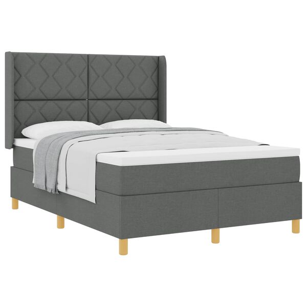 vidaXL Lit &agrave; ressorts avec matelas Gris fonc&eacute; 160 x 200 cm tissu