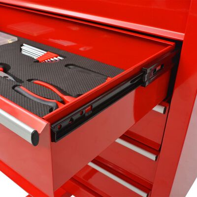 vidaXL Chariot à outils pour atelier avec 269 outils Acier Rouge