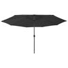 vidaXL Parasol de jardin avec lumi&egrave;res LED et m&acirc;t en m&eacute;tal 400 cm noir