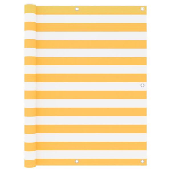 vidaXL &Eacute;cran de balcon Blanc et jaune 120x600 cm Tissu Oxford