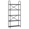 vidaXL &Eacute;tag&egrave;re 5 niveaux 80 x 30 x 183 cm Bois d'ing&eacute;nierie Ch&ecirc;ne noir