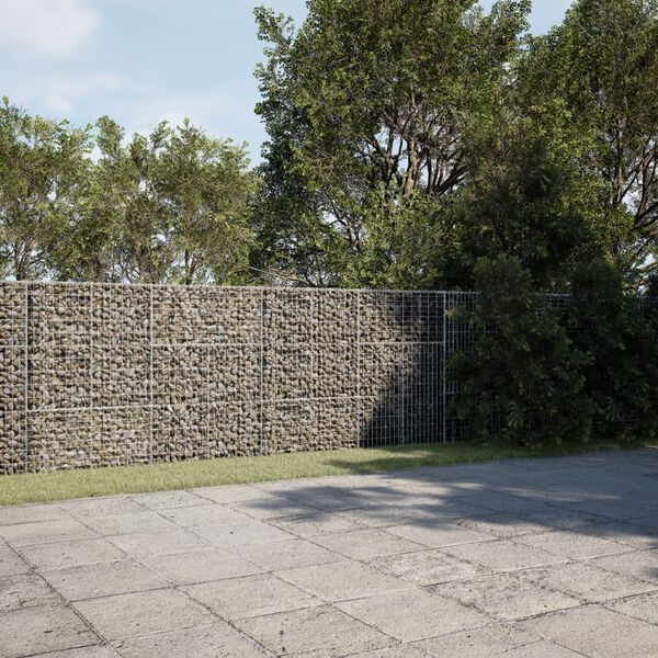 vidaXL Panier gabion avec couvercle 1200x100x150 cm fer galvanis&eacute;