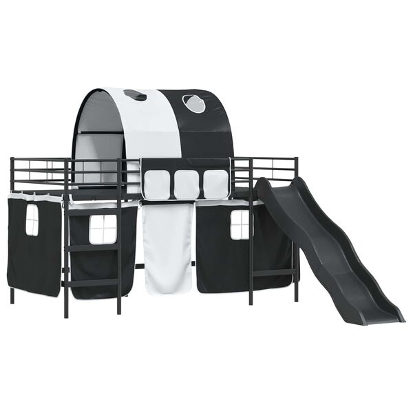 vidaXL Lit mezzanine pour enfants Noir 99,5 x 200 cm M&eacute;tал