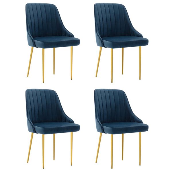 vidaXL Chaises &agrave; manger lot de 4 bleu velours