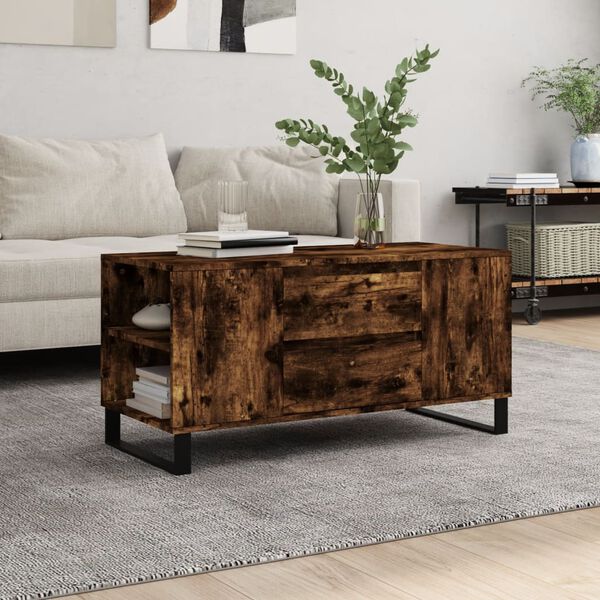 vidaXL Table basse chêne fumé 102x44,5x50 cm bois d'ingénierie