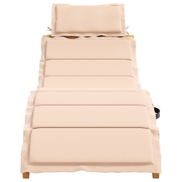 vidaXL Chaise longue avec coussin beige bois d'acacia solide