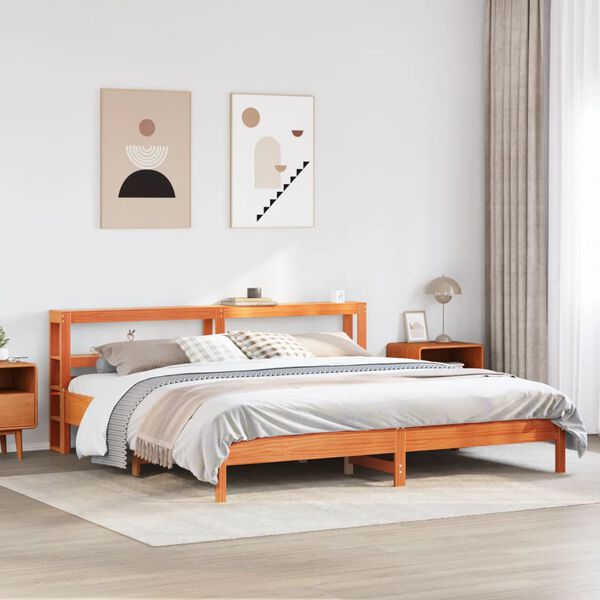 vidaXL Cadre de lit sans matelas cire marron 180x200cm bois pin massif