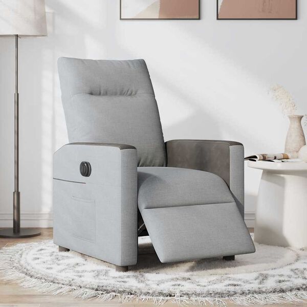 vidaXL Fauteuil inclinable électrique Gris clair Tissu