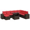 vidaXL Salon de jardin avec coussins 9 pcs noir r&eacute;sine tress&eacute;e acacia