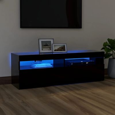 vidaXL Meuble TV avec lumières LED Noir 120x35x40 cm