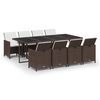 vidaXL Ensemble &agrave; manger de jardin et coussins 9 pcs Poly rotin Marron