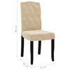 vidaXL Chaises &agrave; manger lot de 2 Cr&egrave;me Velours