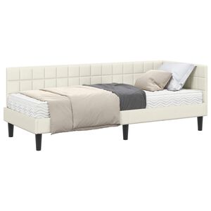 vidaXL Cadre de lit d'angle avec matelas 2 pcs Cr&egrave;me Velours