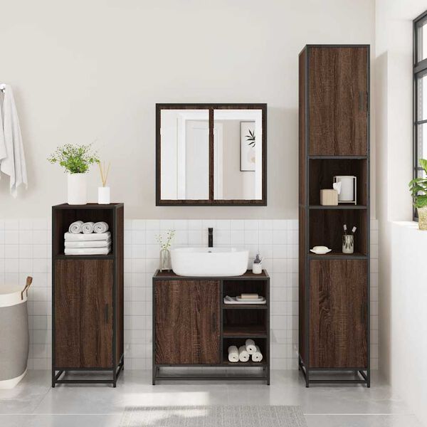 vidaXL Armoire de lavabo de salle de bain ch&ecirc;ne marron 65x33x60 cm