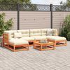 vidaXL Salon de jardin 7 pcs avec coussins cire marron bois pin massif