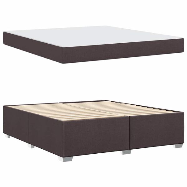 vidaXL Cadre de lit avec matelas Marron fonc&eacute; 180 x 200 cm tissu